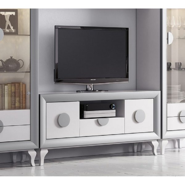 Тумба ТВ CLOE 2012 Blanco/Plata Disemobel