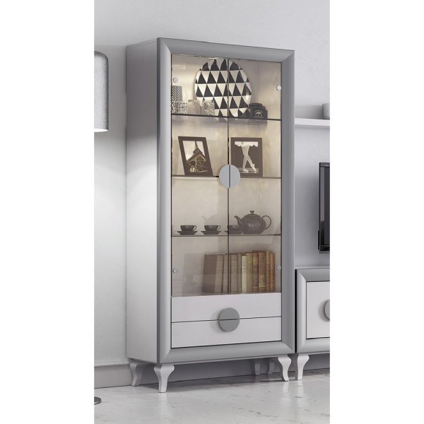 Витрина CLOE 2025 Blanco/Plata Disemobel